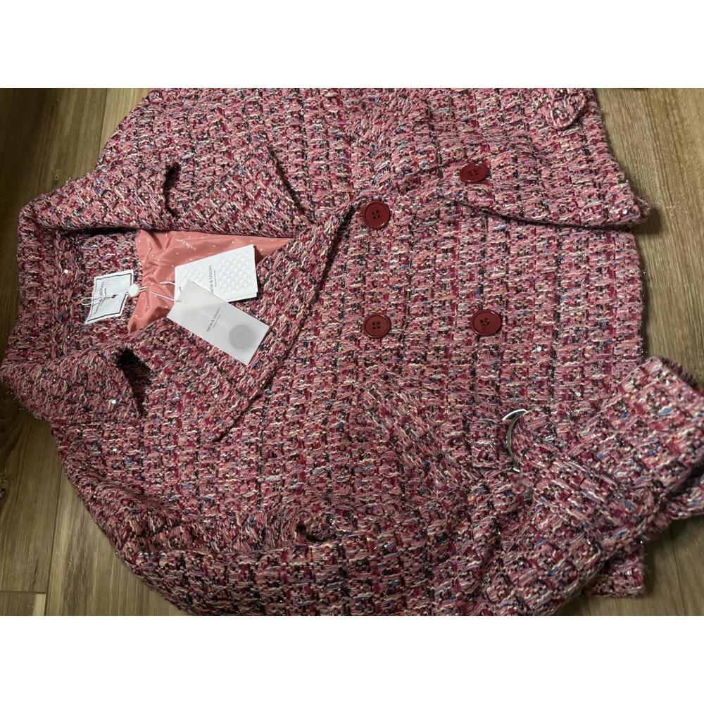 NWT! Belle & Bloom Power Over Me Tweed Jacket in Red Size Medium - Picture 6 of 9